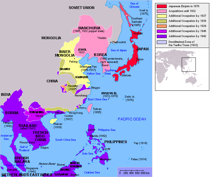 日本在二战时所统治及占领的地区