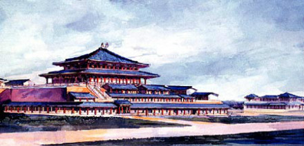 秦咸阳宫一号遗址复原图 