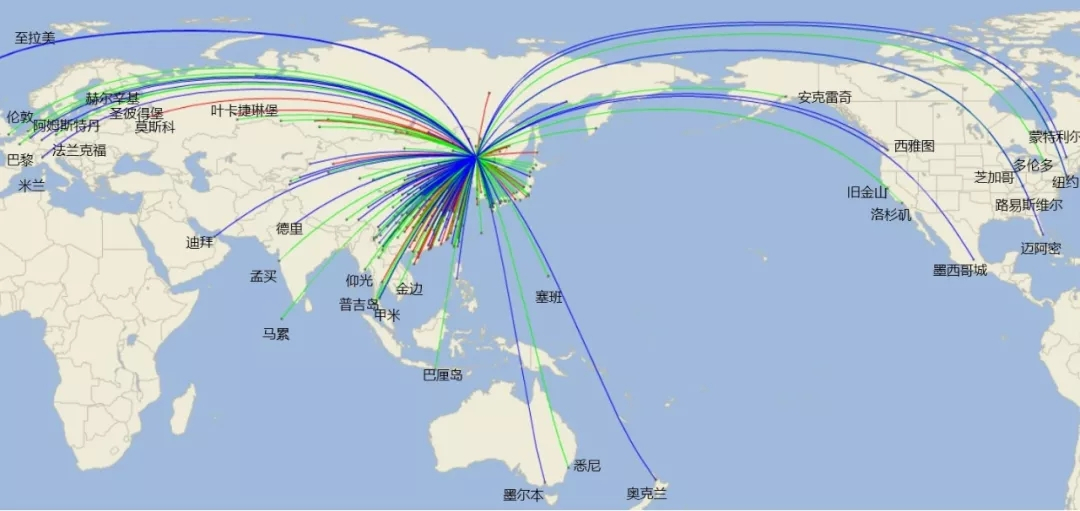 哈尔滨太平国际机场航线网络布局示意图（2035年）