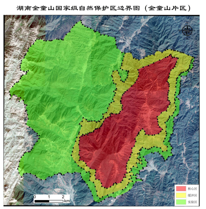 湖南金童山国家级自然保护区边界图（金童山片区） 