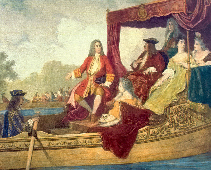 1717年，亨德尔与乔治一世在泰晤士河上