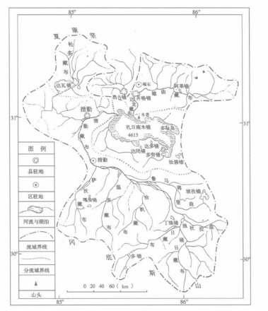 扎日南木错流域地形图