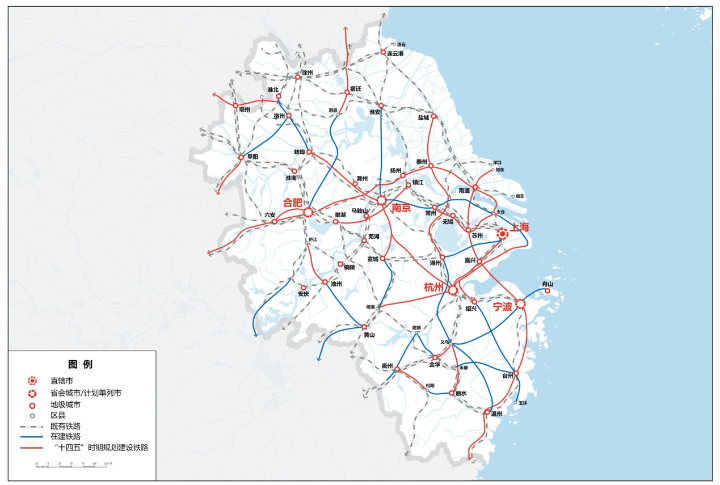 长三角地区轨道交通规划图 