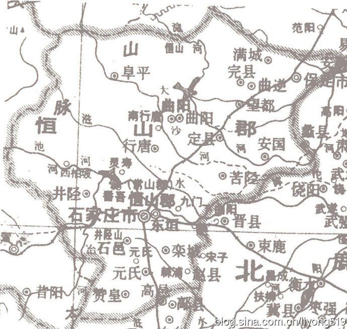 秦代恒山郡政区图 