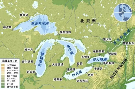 作为美国和加拿大重要边界的五大湖区