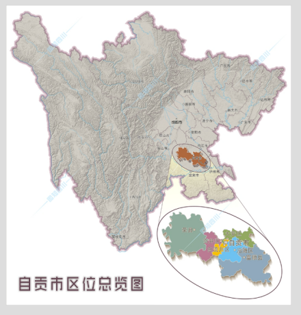 自贡区位图 