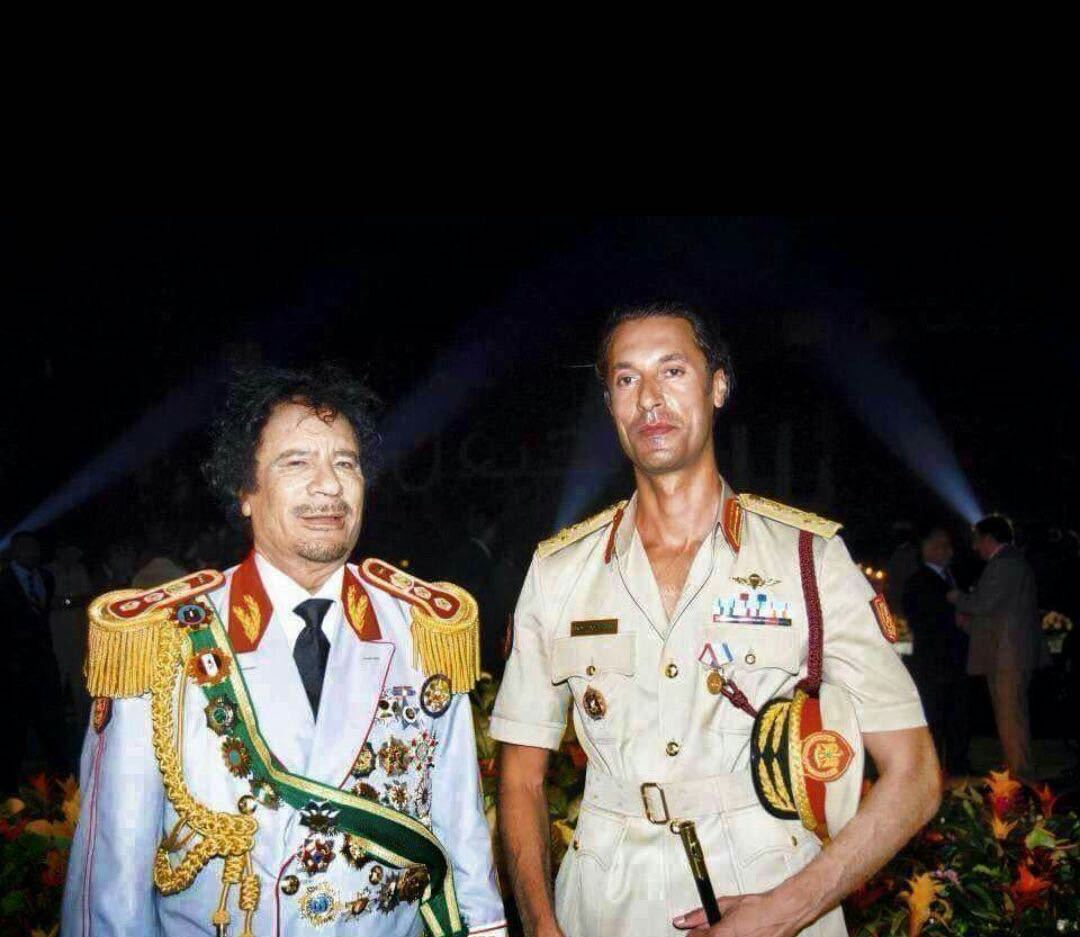 利比亚前领导人卡扎菲及其子穆塔西姆出席九月革命40周年庆典