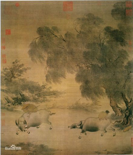 南宋 李迪《风雨归牧图》