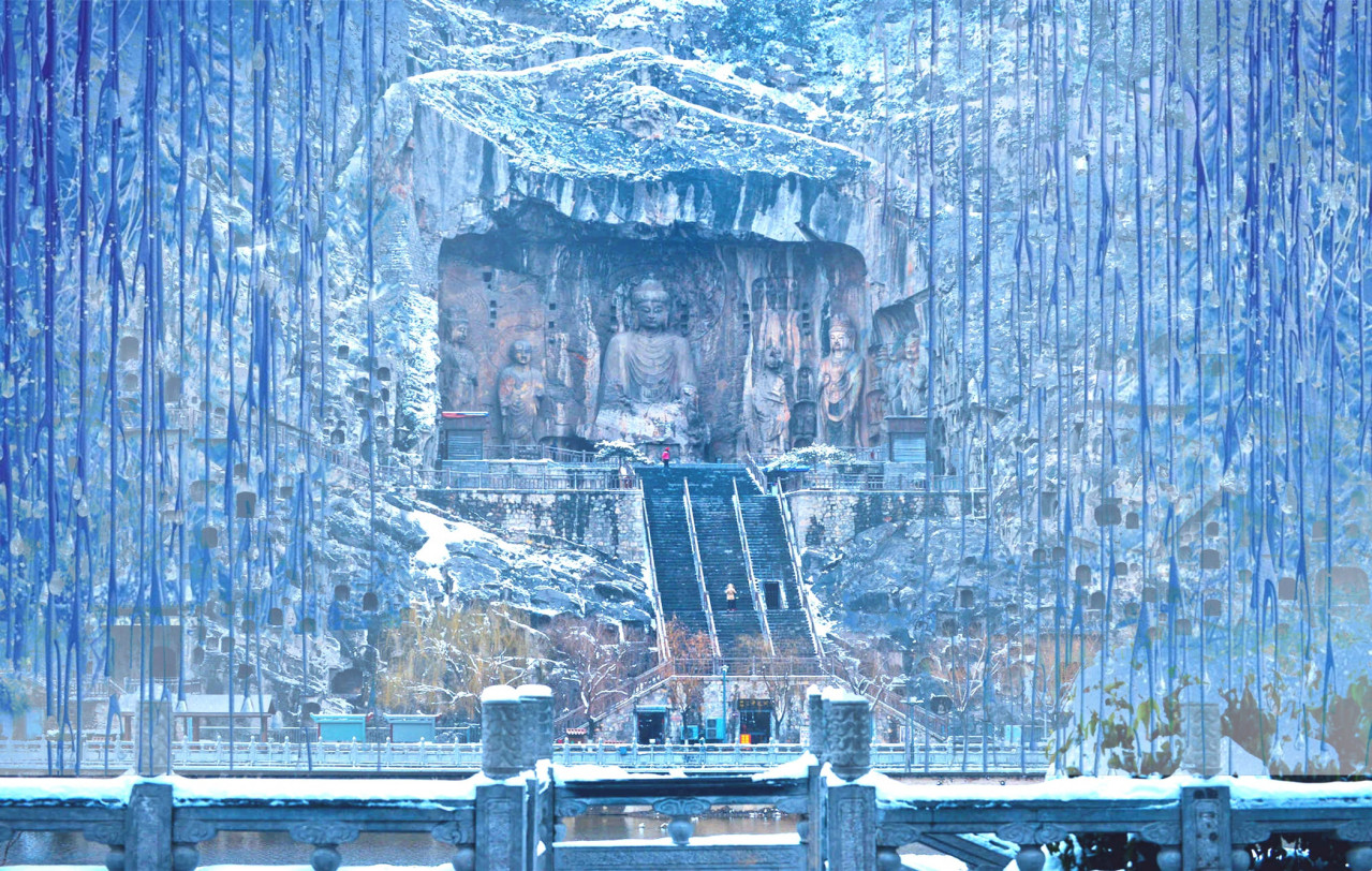 西山石窟雪景