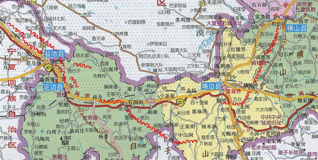 白于山地区明长城遗址分布