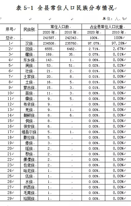 民族分布情况 