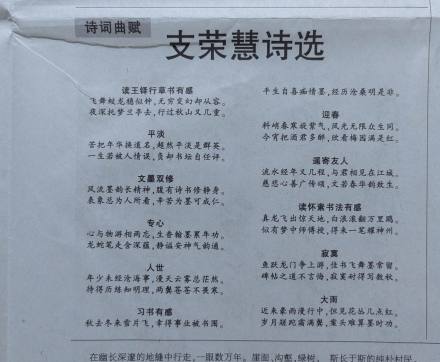 《书法导报》刊登《支荣慧诗选》