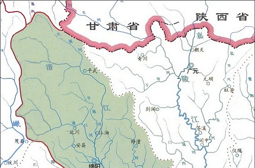 涪江流域水系及位置示意图