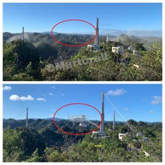 美国阿雷西博射电望远镜坍塌