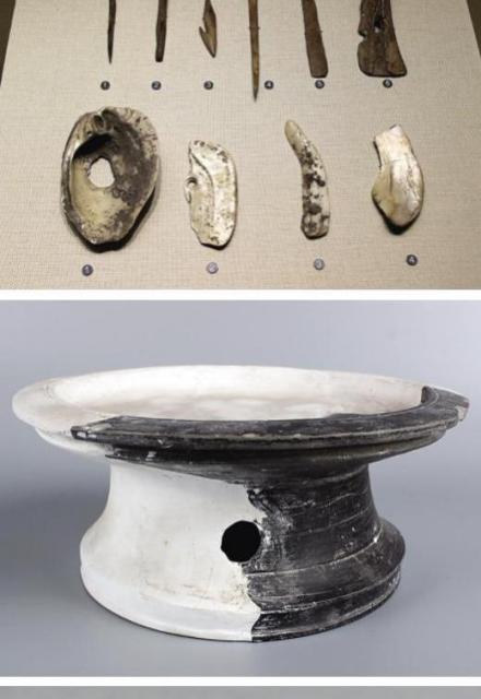 玉礼器、陶器、蚌刀、鱼钩