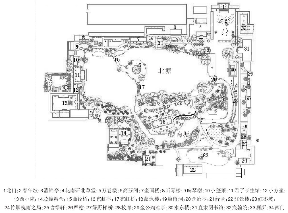 古莲花池布局示意图