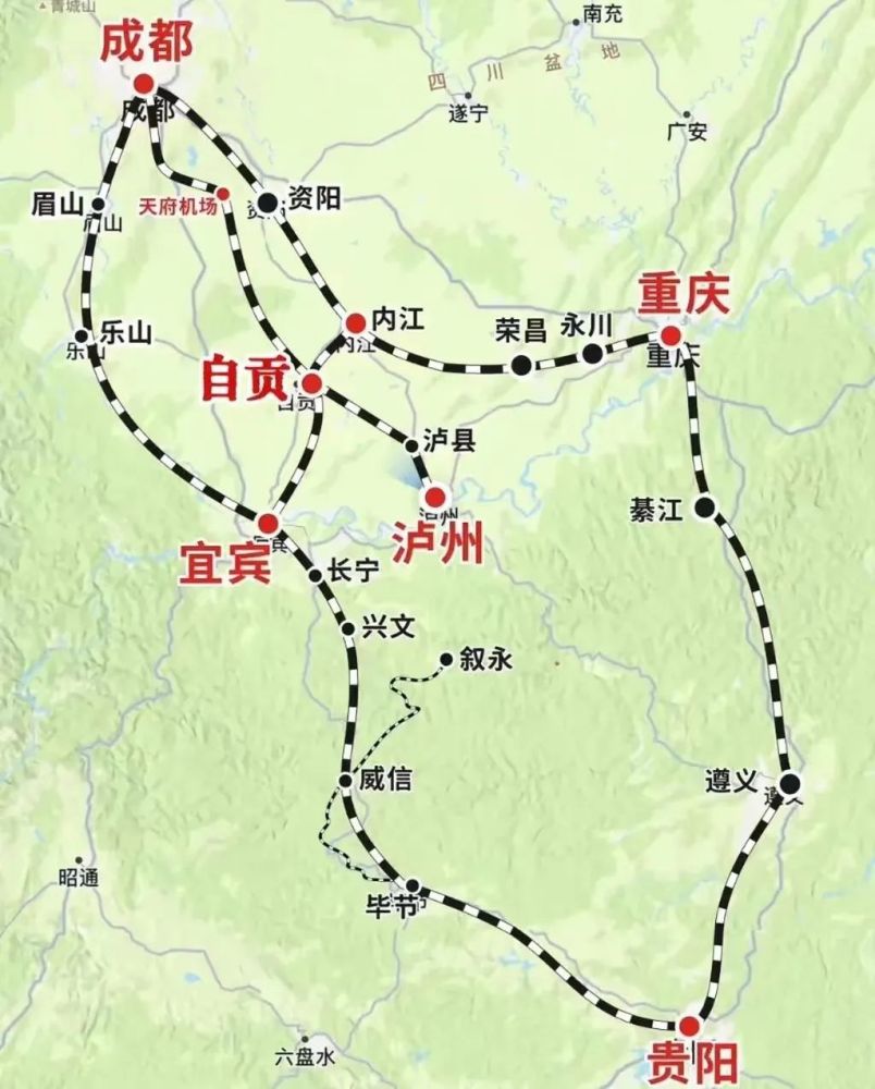 自贡高铁示意图 