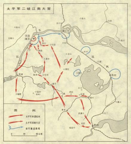 太平军二破江南大营示意图