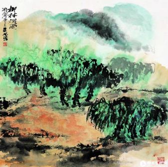 柳林烟雨图