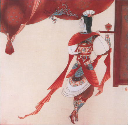 赵构皇后吴氏戎装工笔画（现代画家邹莉画） 