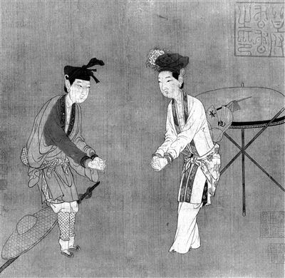 南宋绢画《杂剧打花鼓图》