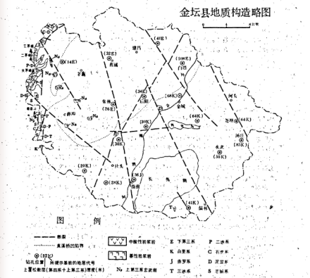 金坛区（原金坛县）地质构造略图