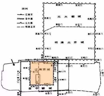 燕京历代城墙（橙色为辽南京）