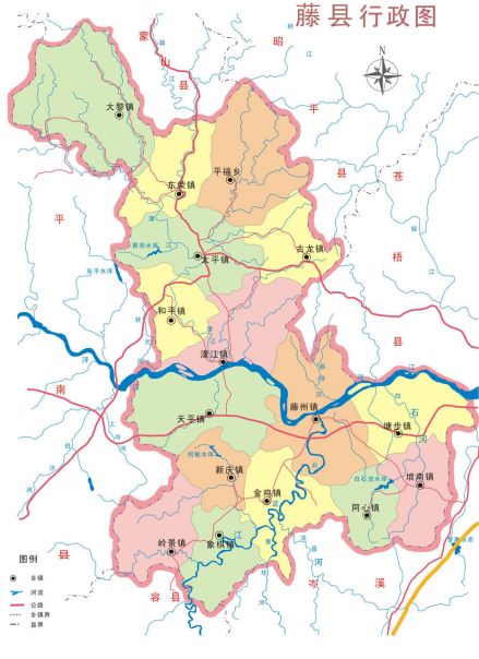 藤县行政区划图