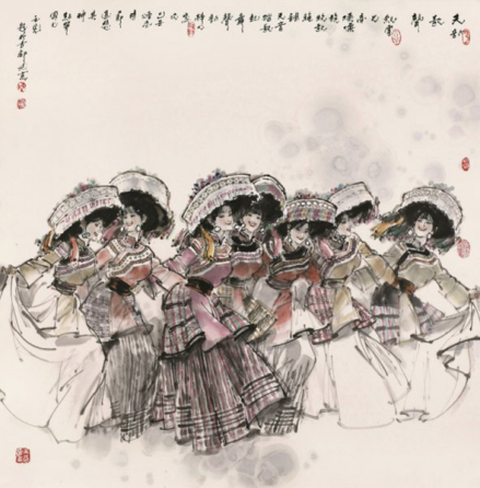 《傈僳族舞蹈》 陈玉先 绘
