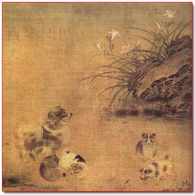 毛益于12世纪所绘《蜀葵游猫图》