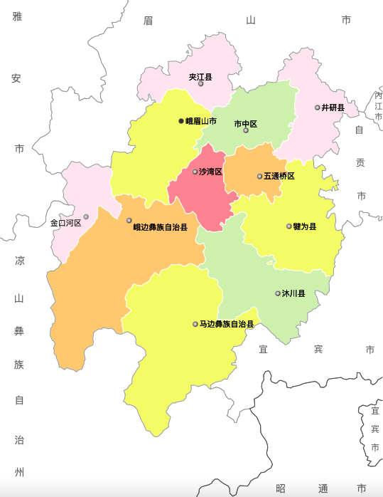 乐山市行政区划图