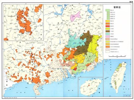 1987年版客语分布地图 