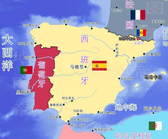 伊比利亚半岛的国家分布