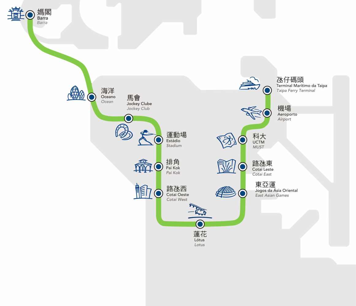 澳门轻轨氹仔线线路图