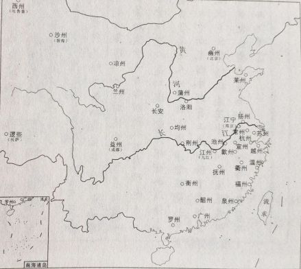 隋唐五代时造纸中心分布图