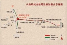 八路军纪念馆周边旅游景点示意图 