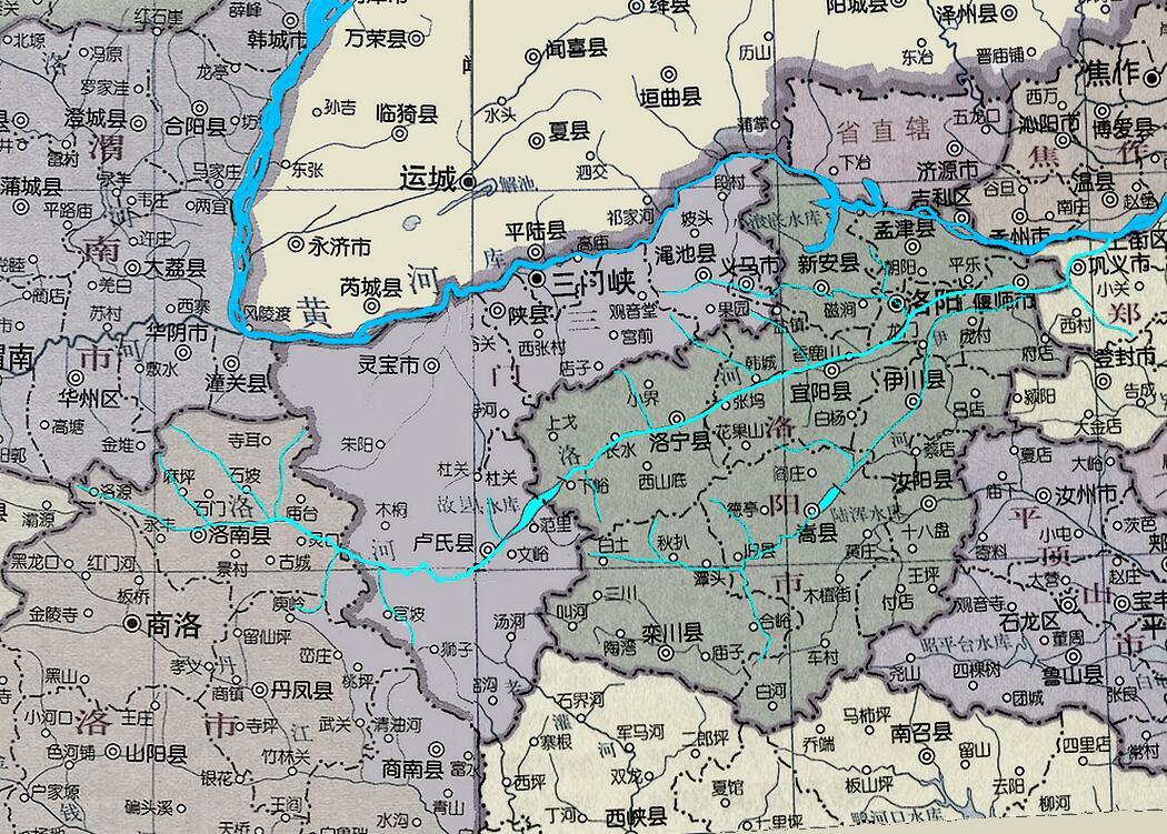 黄河支流洛河的位置及干流走向