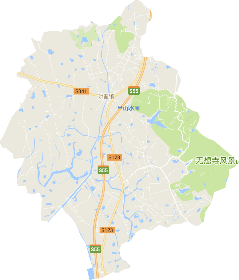 洪蓝街道地形图