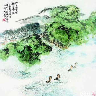 秋波帆影图