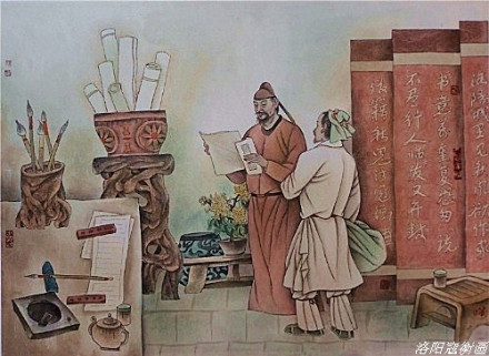 寇衡作品 张继秋思诗意画 