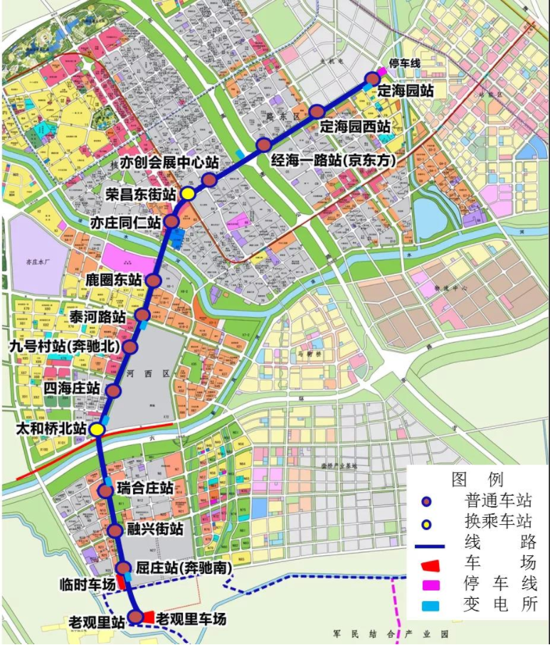 亦庄新城现代有轨电车T1线线路图