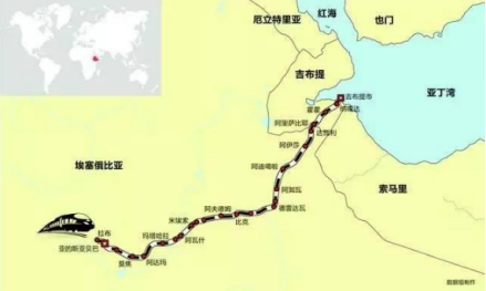 亚吉铁路线路图