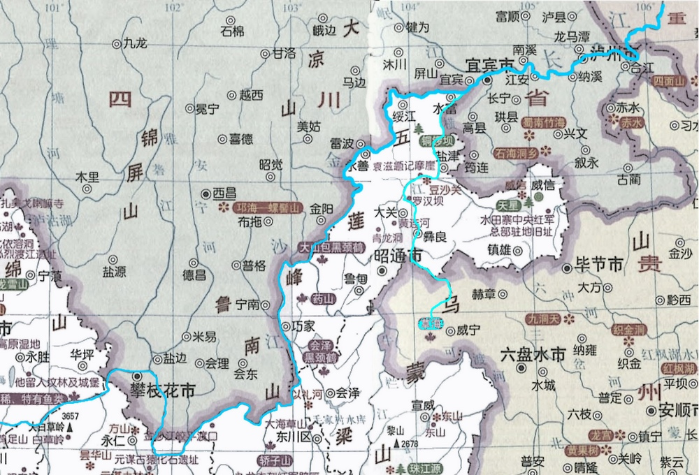 威宁草海在长江流域的位置