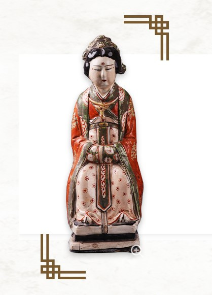 宋代五彩抄手瓷人