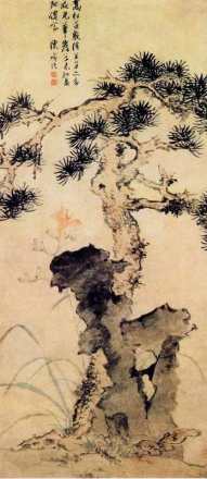 松石萱花图 