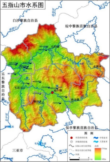 五指山市河流水系图