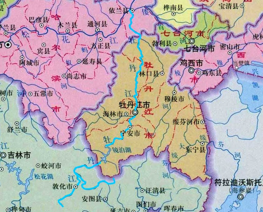 牡丹江位置及走向图