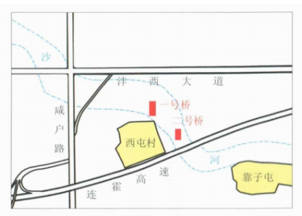 沙河古桥遗址位置示意图