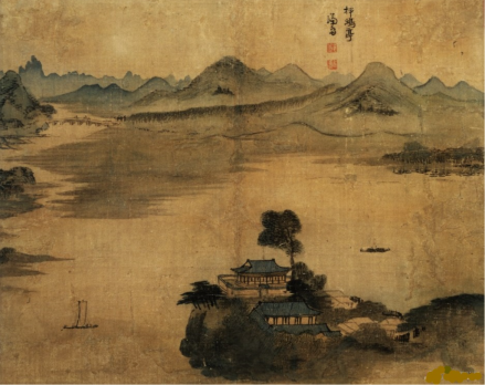 朝鲜王朝中期画家谦斋郑敾所绘《狎鸥亭图》