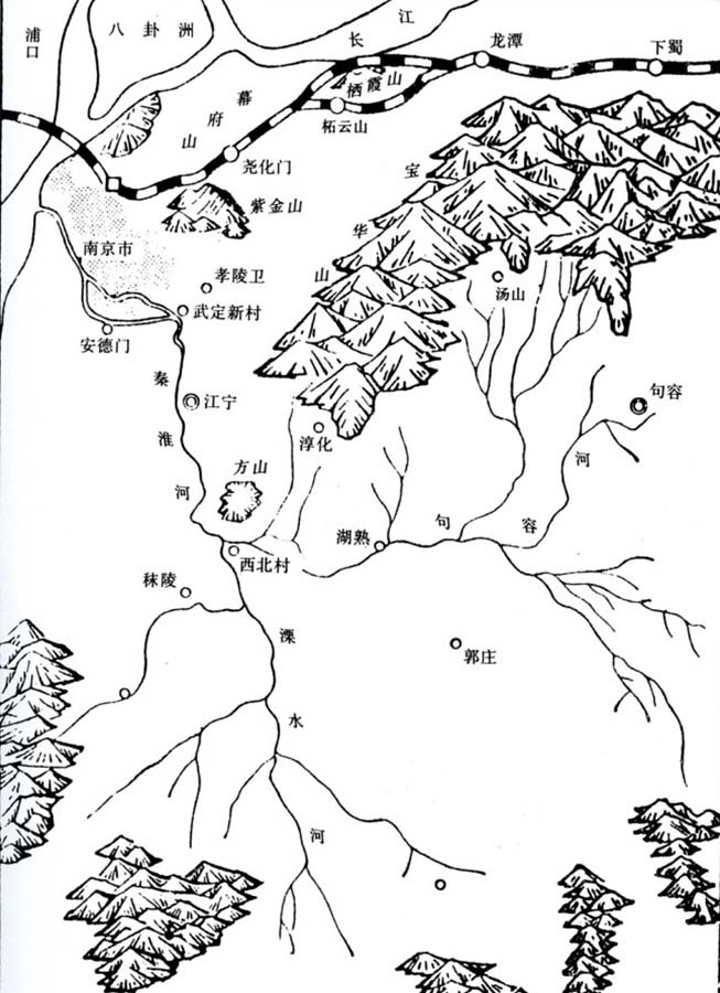 南京市区周边区域地形及栖霞山所处位置 